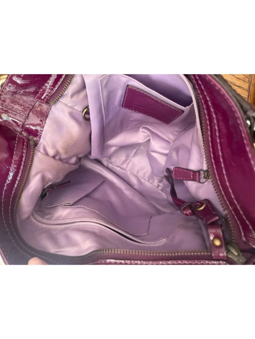 Coach Zoe Large Hobo Shoulder Bag Plum Purple Patent Leather Vintage 12776